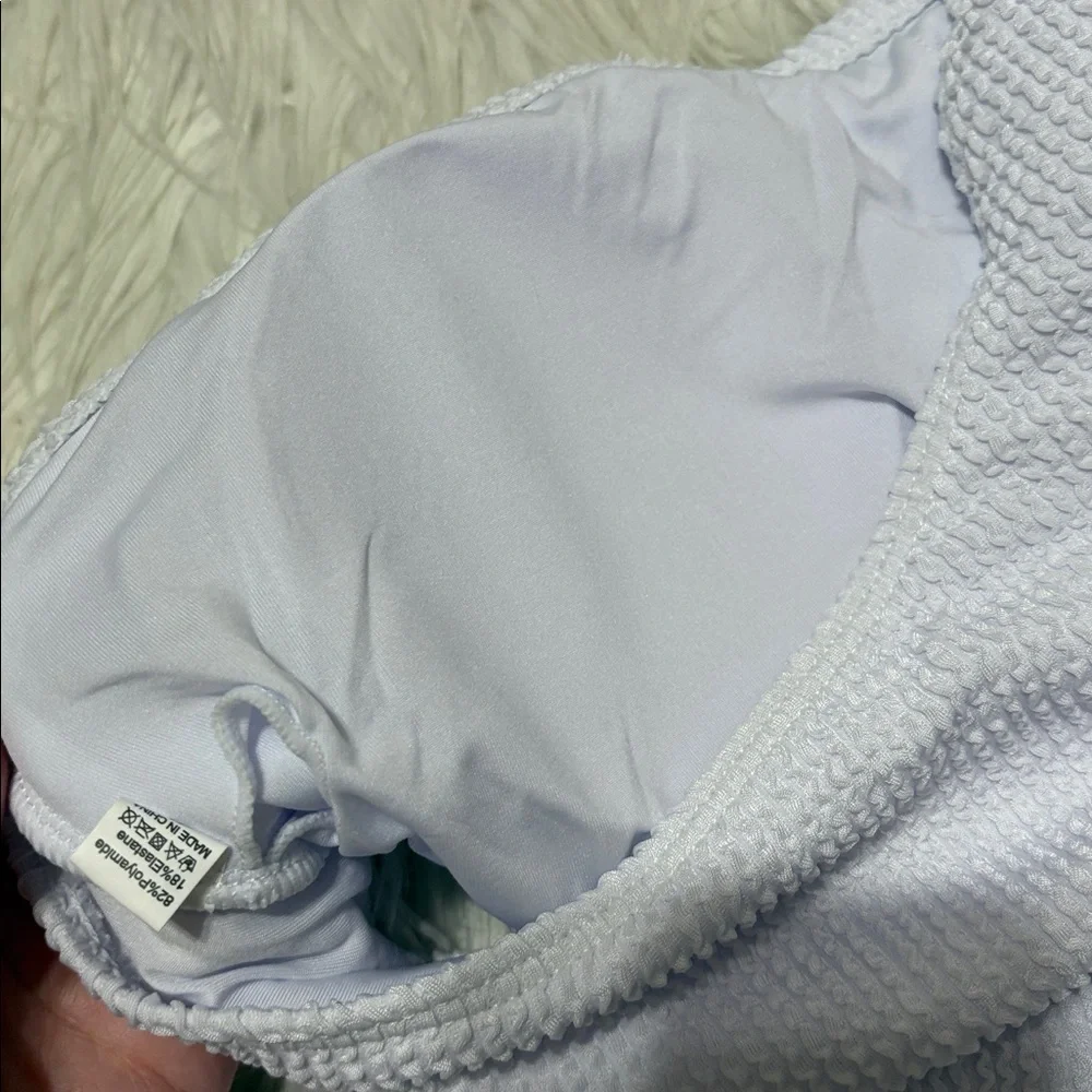 NWOT Yimisan Off White Textured One Shoulder 2 Piece Swim Suit Size L